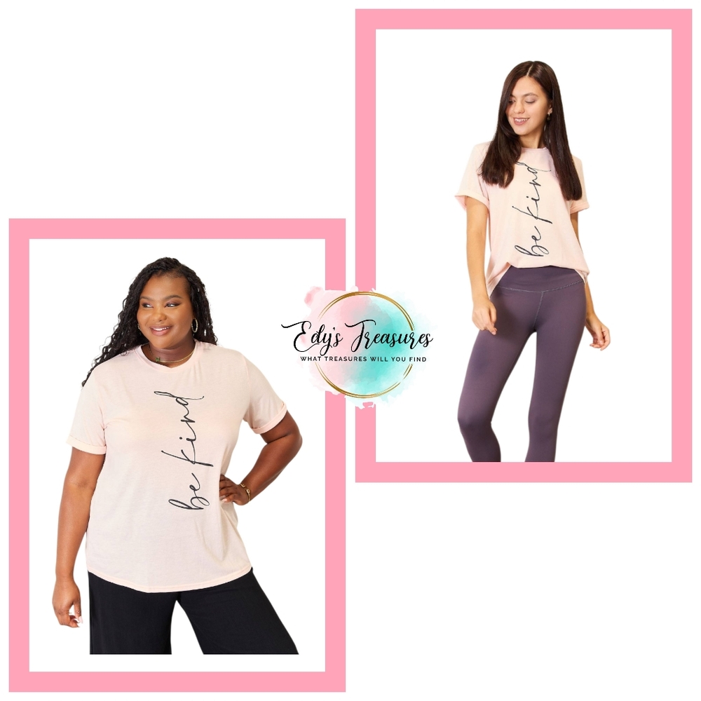 Kind Graphic T-Shirt Women’s Pink Inspirational Casual Boutique Tee New
